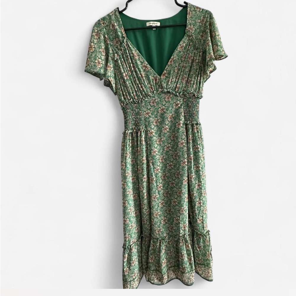 Max Studio Green Floral Midi Dress - Picture 3 of 8